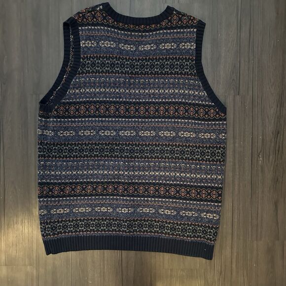 LL Bean Sweater Vest Blue Pattern Men’s Size Large Tall Eclectic Grandpa - Picture 7 of 7